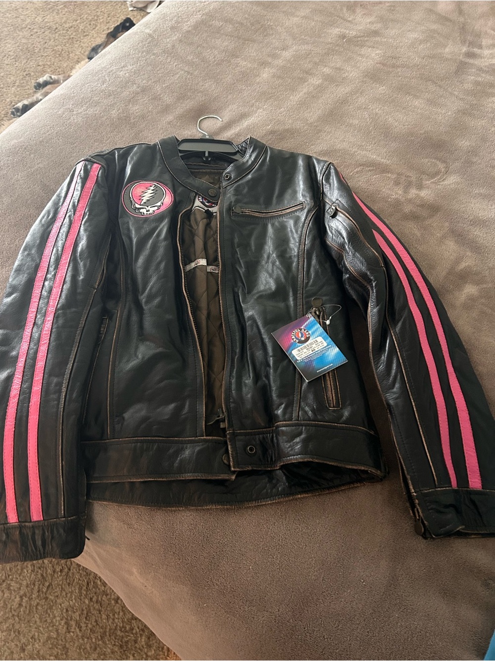 NWT Greatful Dead Steal Your Face Leather Moto Jacket